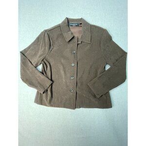 Briggs New York Women's Petite PL Brown Button Long Sleeve Sweater Coat Used